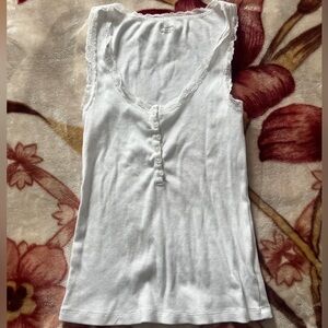 No Boundaries White Lace Trim Tank Top